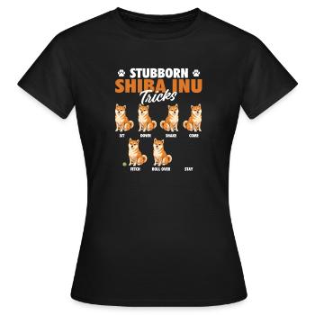 Shiba Inu têtu trompe l’humour du doge - T-shirt Femme - noir - Devant - AI Model Female 172 dark (172cm)