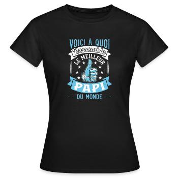 Voici le meilleur Papi du monde - T-shirt Femme - noir - Devant - AI Model Female 172 dark (172cm)