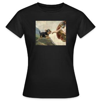 Mème chien God Hand Yorkshire Terrier Dogs - T-shirt Femme - noir - Devant - AI Model Female 172 dark (172cm)