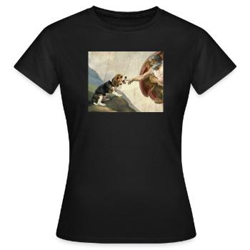 Mème du chien God Hand Beagle Dog - T-shirt Femme - noir - Devant - AI Model Female 172 dark (172cm)