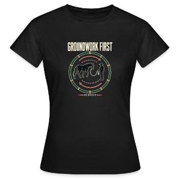 Diagramme de l’enclos du premier tour du travail de préparation de l’entraîneur cheval - T-shirt Femme - noir - Devant - AI Model Female 172 dark (172cm)