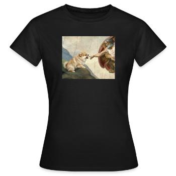 Mème du chien God God Hand Pomeranian Dog - T-shirt Femme - noir - Devant - AI Model Female 172 dark (172cm)