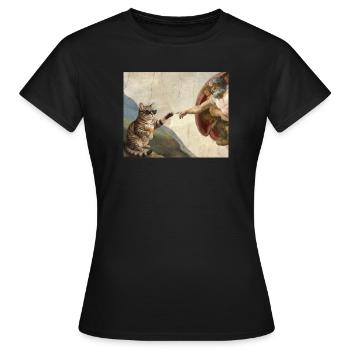 Chat gifle la main de Dieu Mème des chats drôles - T-shirt Femme - noir - Devant - AI Model Female 172 dark (172cm)