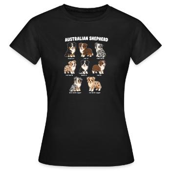 Tableau des couleurs pour les chiots Berger australien - T-shirt Femme - noir - Devant - AI Model Female 172 dark (172cm)