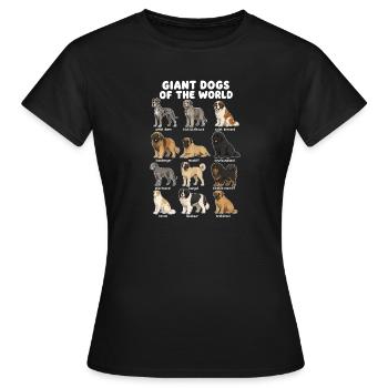 Races de chiens géants, schéma de dessin animé mignon, - T-shirt Femme - noir - Devant - AI Model Female 172 dark (172cm)