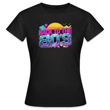 Retour au Neon Retro des années 80 - T-shirt Femme - noir - Devant - AI Model Female 172 dark (172cm)