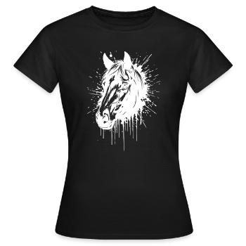 Tête de Cheval Splash Blanc - T-shirt Femme - noir - Devant - AI Model Female 172 dark (172cm)