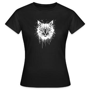 Tête de Chat Splash Tattoo Blanc - T-shirt Femme - noir - Devant - AI Model Female 172 dark (172cm)