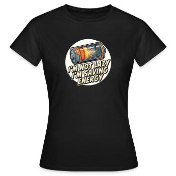 J’économise de l’énergie – dit la batterie - T-shirt Femme - noir - Devant - AI Model Female 172 dark (172cm)