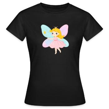 Kleine Fee im rosa Kleid mit Zauberstab – Magie - Frauen T-Shirt - Schwarz - Vorne - AI Model Female 172 dark (172cm)