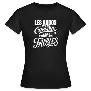 T-shirt humour chauve et gras - T-shirt Femme - noir - Devant - AI Model Female 172 dark (172cm)