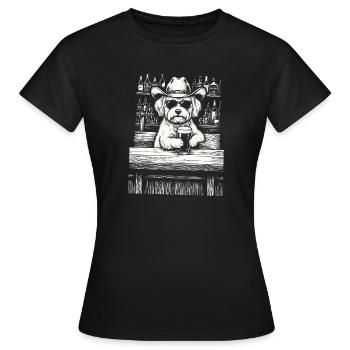 Cowboy Dog Bière Drôle Maltheser - T-shirt Femme - noir - Devant - AI Model Female 172 dark (172cm)