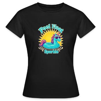 Étincelle de flotteur de piscine rétro, flotteur de licorne pailleté Su - T-shirt Femme - noir - Devant - AI Model Female 172 dark (172cm)