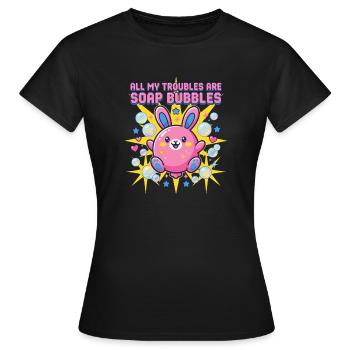 Tous mes soucis sont des bulles de savon - T-shirt Femme - noir - Devant - AI Model Female 172 dark (172cm)