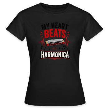 Instrument Harmonica Musique Battement de cœur - T-shirt Femme - noir - Devant - AI Model Female 172 dark (172cm)