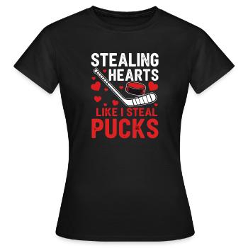 Voler des cœurs comme des palets - T-shirt Femme - noir - Devant - AI Model Female 172 dark (172cm)