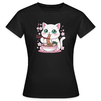 Ramen Chaton Nouilles - T-shirt Femme - noir - Devant - AI Model Female 172 dark (172cm)