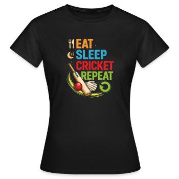 Nourriture grillons, sommeil, répétition - T-shirt Femme - noir - Devant - AI Model Female 172 dark (172cm)