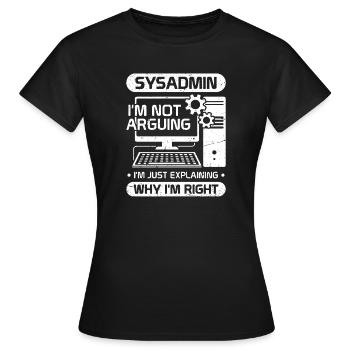 administrateur système, je ne discute pas, j’explique juste - T-shirt Femme - noir - Devant - AI Model Female 172 dark (172cm)