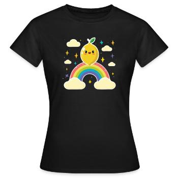 Kawaii Citron Arc-en-ciel - T-shirt Femme - noir - Devant - AI Model Female 172 dark (172cm)