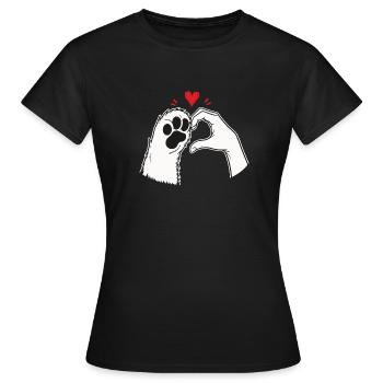 T-shirt Amour de Chat Patte Main Coeur - T-shirt Femme - noir - Devant - AI Model Female 172 dark (172cm)