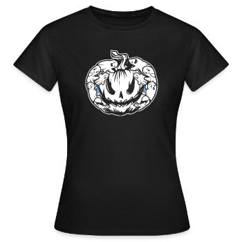 Drôle de citrouille d’Halloween avec de nombreux fantômes - T-shirt Femme - noir - Devant - AI Model Female 172 dark (172cm)