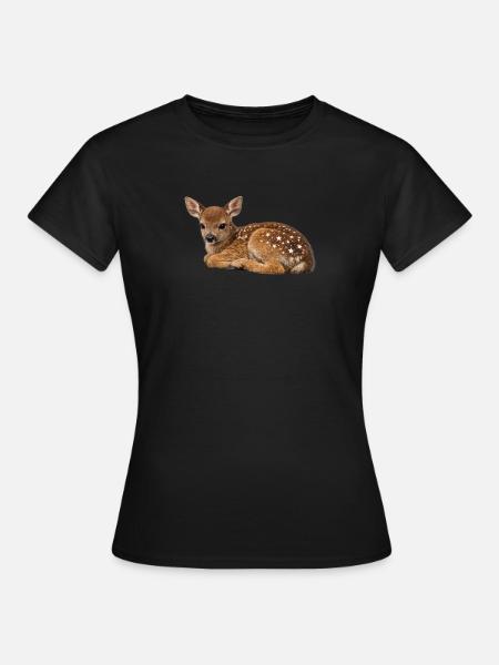 Sternenflecken Rehkitz - Frauen T-Shirt - Schwarz