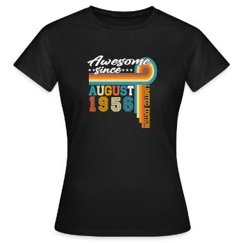 Cadeau d’anniversaire rétro vintage d’août 1956 - T-shirt Femme - noir - Devant - AI Model Female 172 dark (172cm)