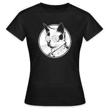 Steampunk chat - T-shirt Femme - noir - Devant - AI Model Female 172 dark (172cm)
