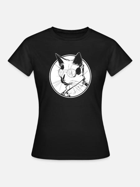 Katze Steampunk - Frauen T-Shirt - Schwarz