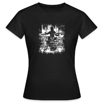 Graphismes du batteur - T-shirt Femme - noir - Devant - AI Model Female 172 dark (172cm)