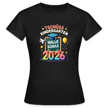 Schulkind 2026 Einschulung 2026 Schulanfang - Frauen T-Shirt - Schwarz - Vorne - AI Model Female 172 dark (172cm)