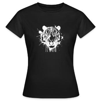 Tigre éclaboussé monochrome Blanc - T-shirt Femme - noir - Devant - AI Model Female 172 dark (172cm)