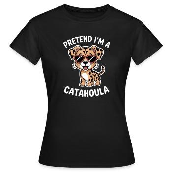 Louisiana Catahoula Leopard Dog Spruch Geschenk - Frauen T-Shirt - Schwarz - Vorne - AI Model Female 172 dark (172cm)