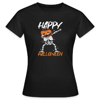 Joyeux Squelette d’Halloween Dab dan Citrouille - T-shirt Femme - noir - Devant - AI Model Female 172 dark (172cm)