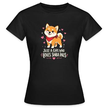 La fille aime Shiba Inus Doge Kawaii Maman - T-shirt Femme - noir - Devant - AI Model Female 172 dark (172cm)