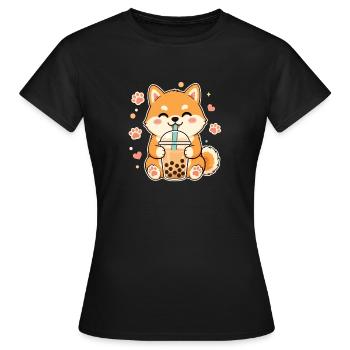 Shiba Inu Bulle Kawaii Doge mignon - T-shirt Femme - noir - Devant - AI Model Female 172 dark (172cm)