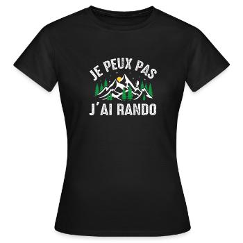 Je Peux Pas J'ai Rando - T-shirt Femme - noir - Devant - AI Model Female 172 dark (172cm)