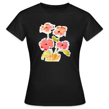 Bouquet de fleurs aquarellé - T-shirt Femme - noir - Devant - AI Model Female 172 dark (172cm)