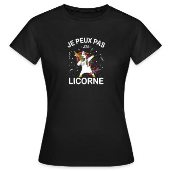 Je Peux Pas J'ai Licorne - T-shirt Femme - noir - Devant - AI Model Female 172 dark (172cm)