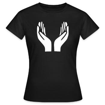 Geste des mains ouvertes - T-shirt Femme - noir - Devant - AI Model Female 172 dark (172cm)