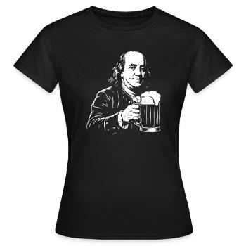 Benjamin Franklin buvant de la bière. - T-shirt Femme - noir - Devant - AI Model Female 172 dark (172cm)