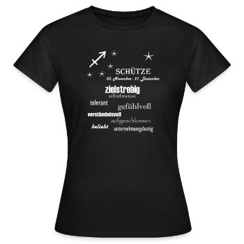 Schütze_Sternzeichen - Frauen T-Shirt - Schwarz - Vorne - AI Model Female 172 dark (172cm)
