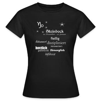 Steinbock_Sternzeichen - Frauen T-Shirt - Schwarz - Vorne - AI Model Female 172 dark (172cm)