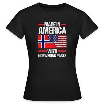 Norvège, Norge, Amérique, Fjords patriotiques, Scandinaves - T-shirt Femme - noir - Devant - AI Model Female 172 dark (172cm)