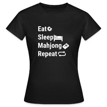 Manger Dormir Mahjong Répéter - T-shirt Femme - noir - Devant - AI Model Female 172 dark (172cm)