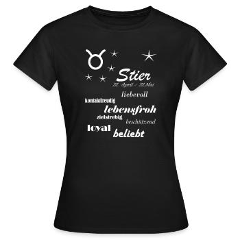 Stier_Sternzeichen - Frauen T-Shirt - Schwarz - Vorne - AI Model Female 172 dark (172cm)