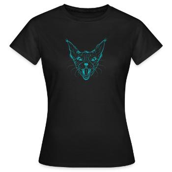 Neon Sphynx Katzengesicht Leuchten - Frauen T-Shirt - Schwarz - Vorne - AI Model Female 172 dark (172cm)