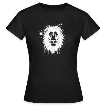 Lion en Gouttes d'Encre Blanc - T-shirt Femme - noir - Devant - AI Model Female 172 dark (172cm)