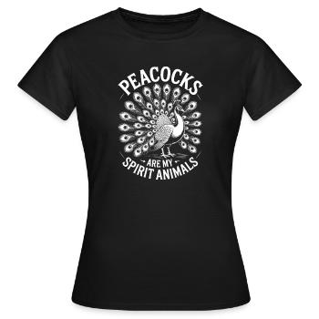 Paroles du paon Oiseau Paon Drôle de cadeau de paon - T-shirt Femme - noir - Devant - AI Model Female 172 dark (172cm)